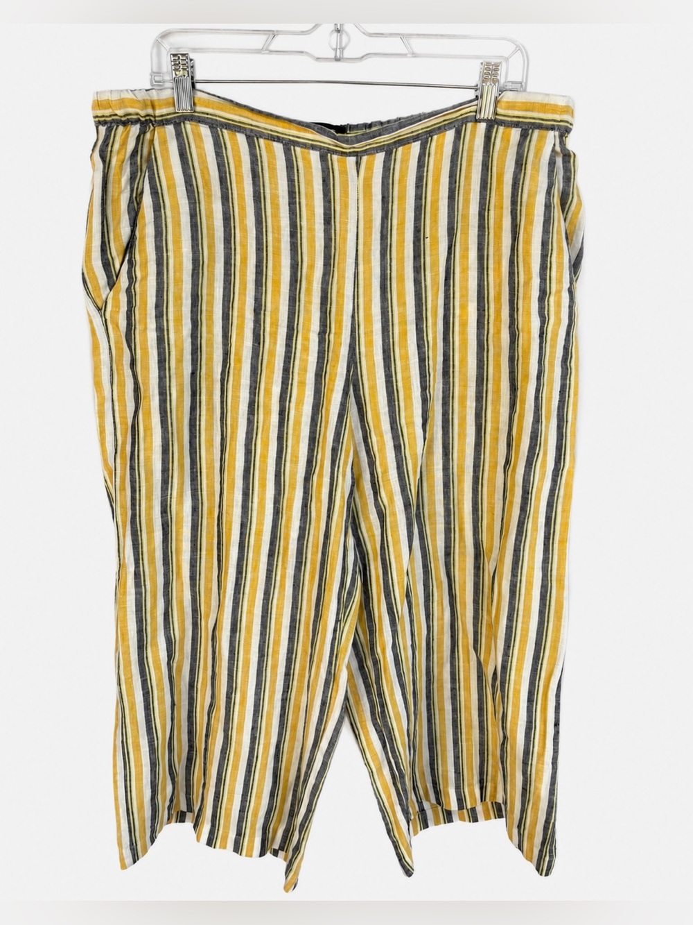 Ellen Tracy 100% Linen Cropped Pull-On Pants Size Large